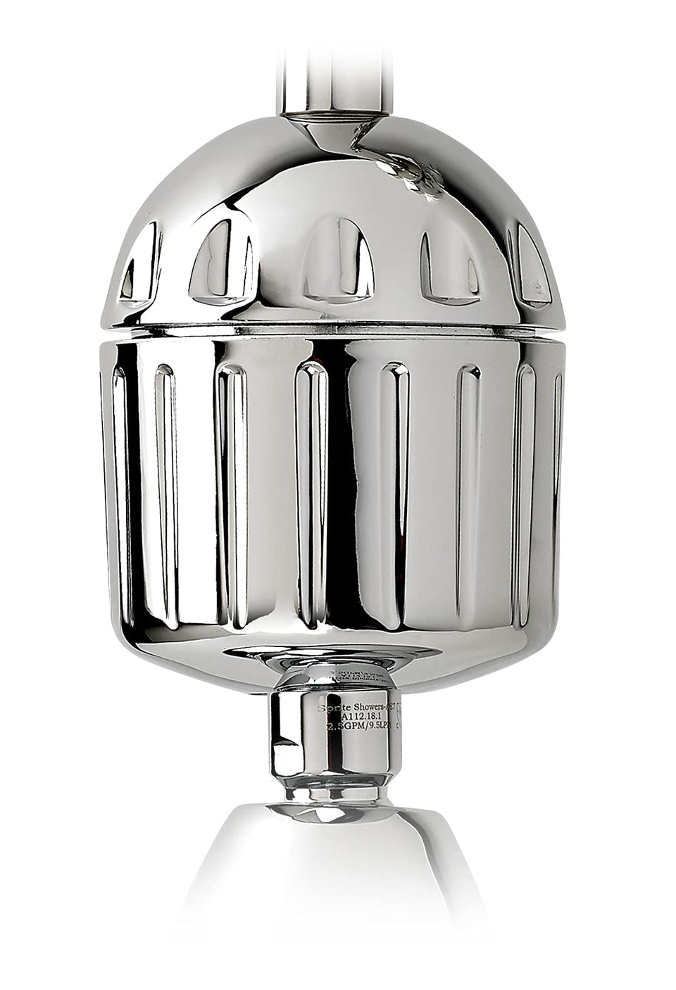 Sprite HO2-CM-M chrome shower filter closeup showing chlorine removal benefits for skin