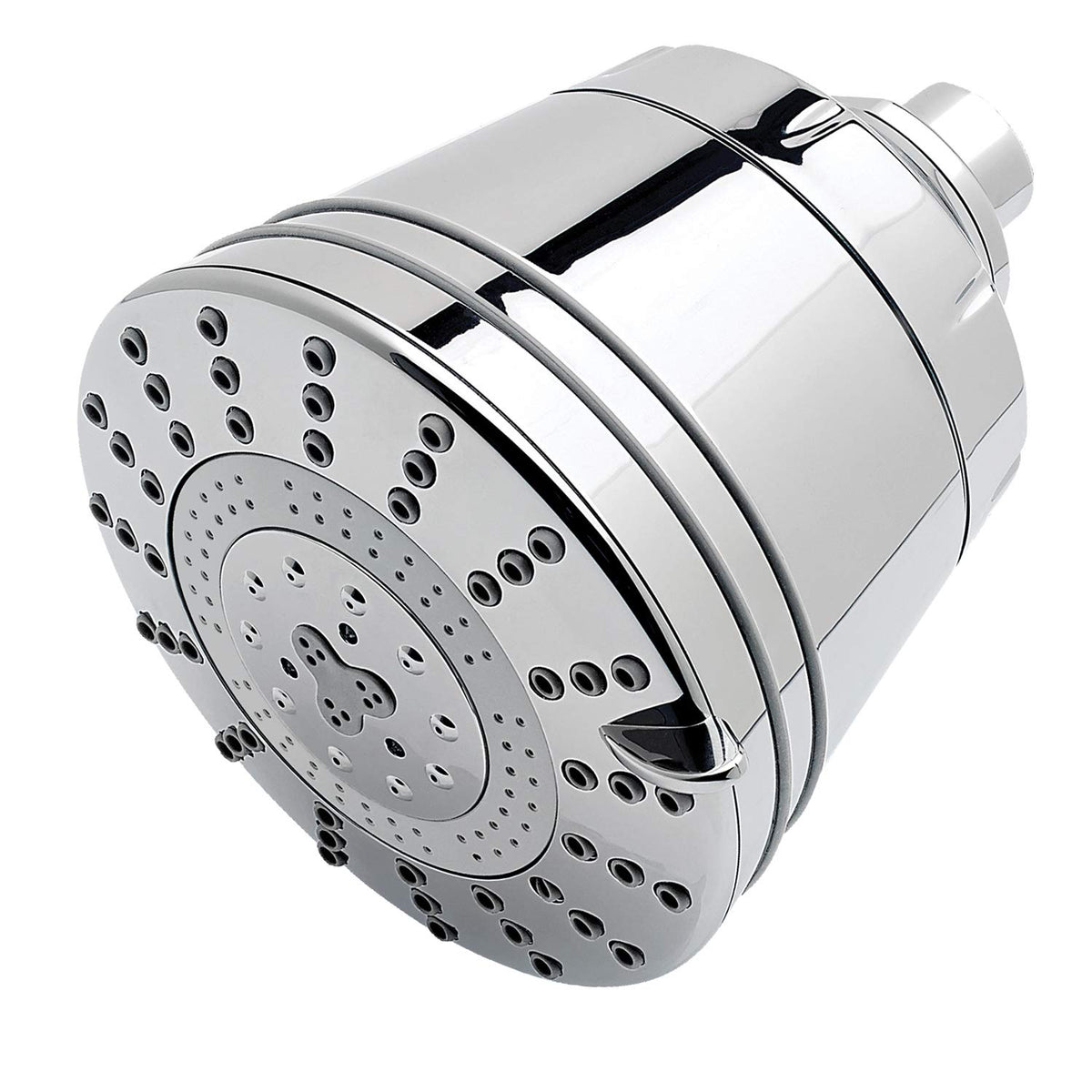 Sprite Showers Pure chrome front view, 7 settings for customized showers with chlorine filtration.