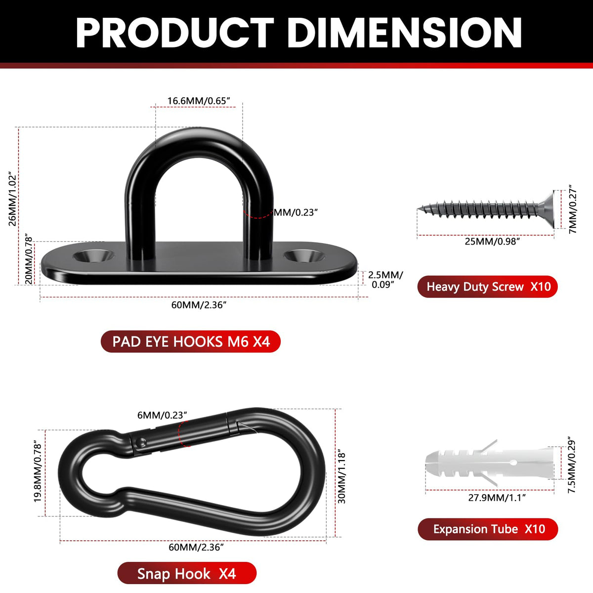 Sprookber ceiling hook set supports up to 800 lbs for hammocks and swings.
