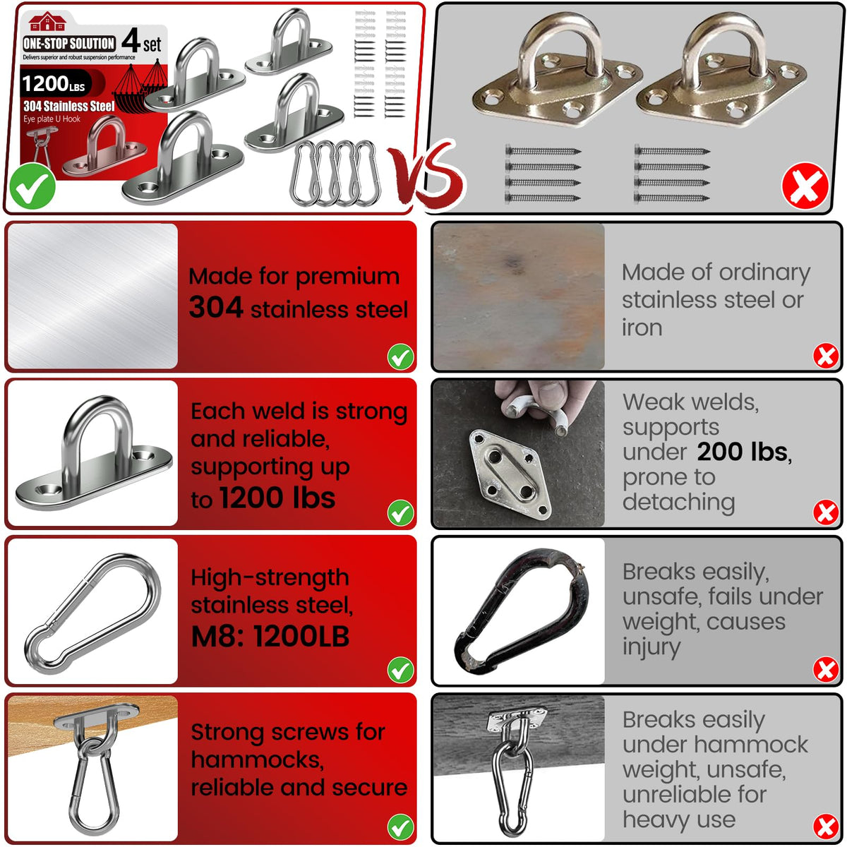 Sprookber hammock hanging kit supports up to 1200 lb total capacity