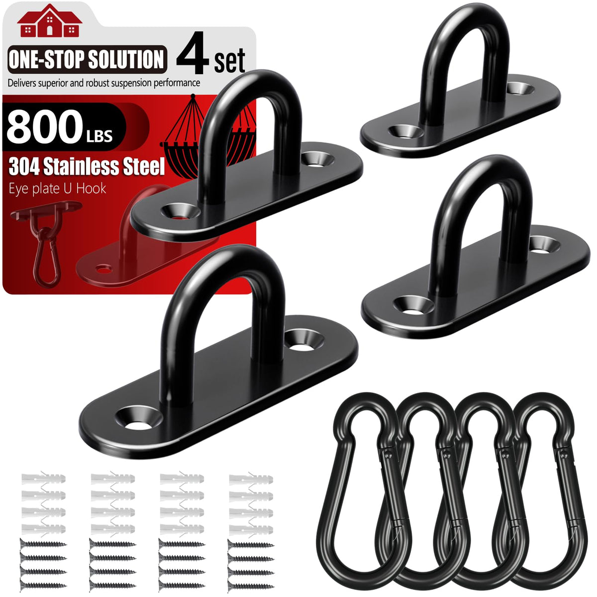 Sprookber stainless steel pad eye snap hook for durable hanging connections.