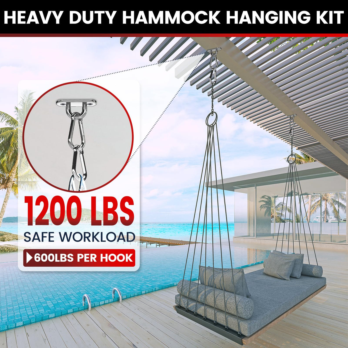 Sprookber snap hook for heavy duty ceiling mounting up to 600 lb