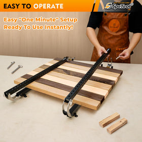 SpeTool 4-Way panel clamp close-up highlights parallelogram action and adjustability.