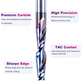 SpeTool coated upcut bit provides cleaner edges and smoother bottom surfaces.