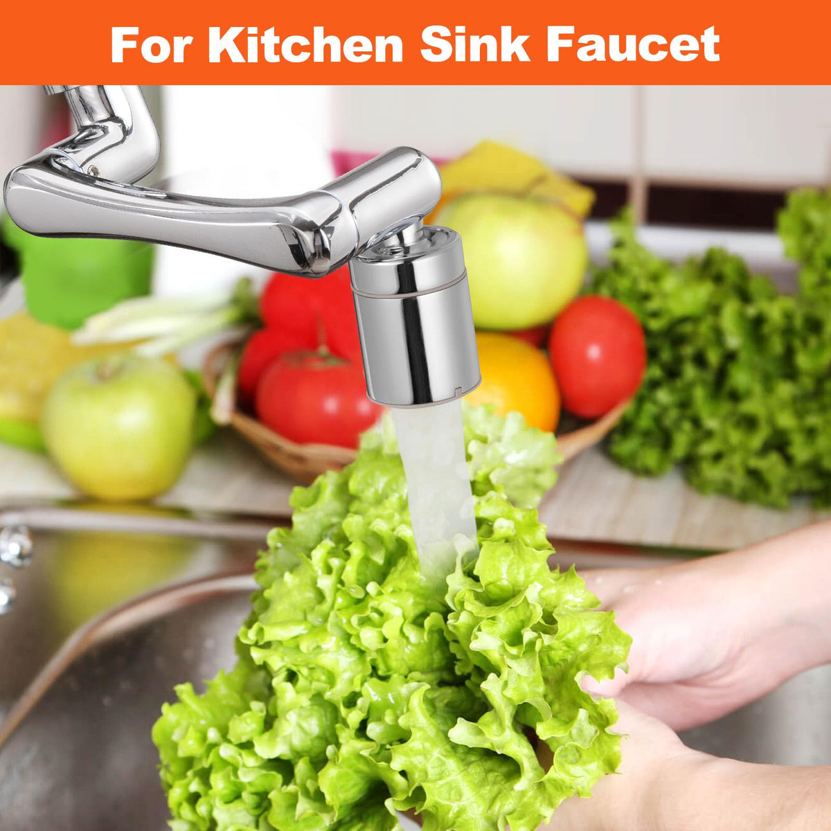 Spurtar aerator extension in chrome finish adds flexible spray options.