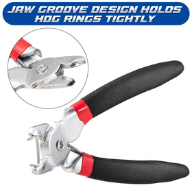 Spurtar angled hog ring pliers in use.