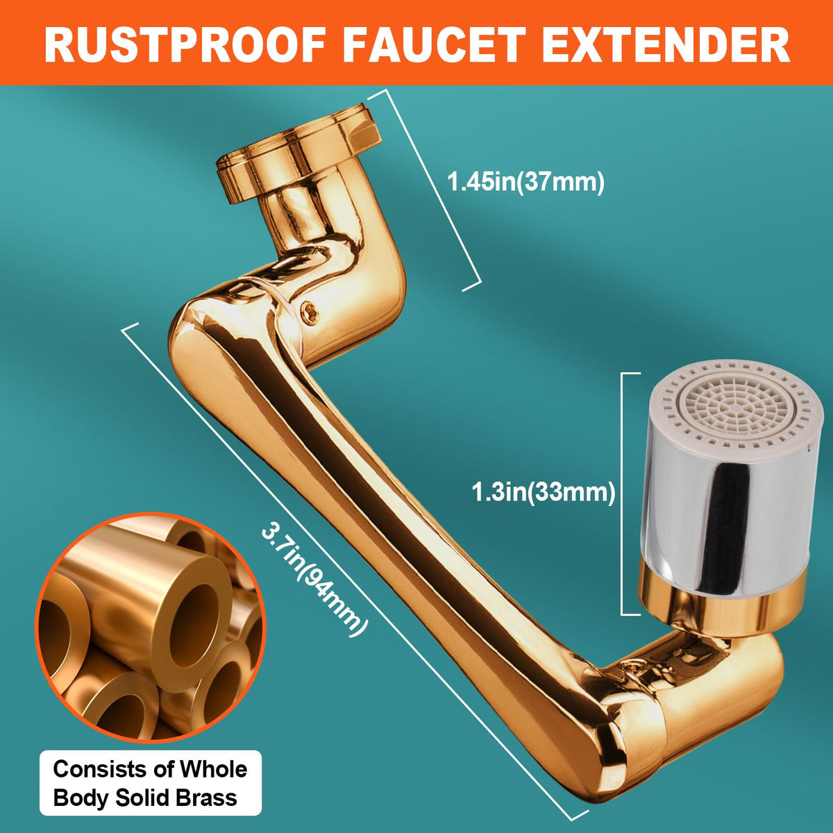 Spurtar brass aerator with chrome coating for durability and rust resistance.