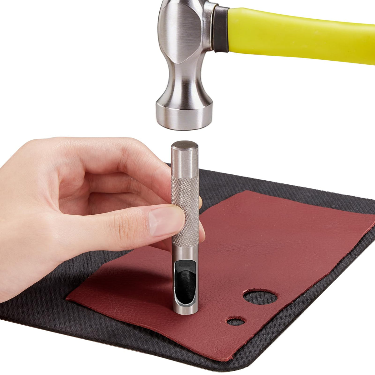 Spurtar ergonomic knurled-handle leather punch for precise punching