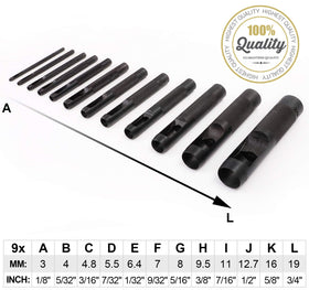 Spurtar hollow punch kit ideal for leather, gaskets, canvas, vinyl, and rubber projects