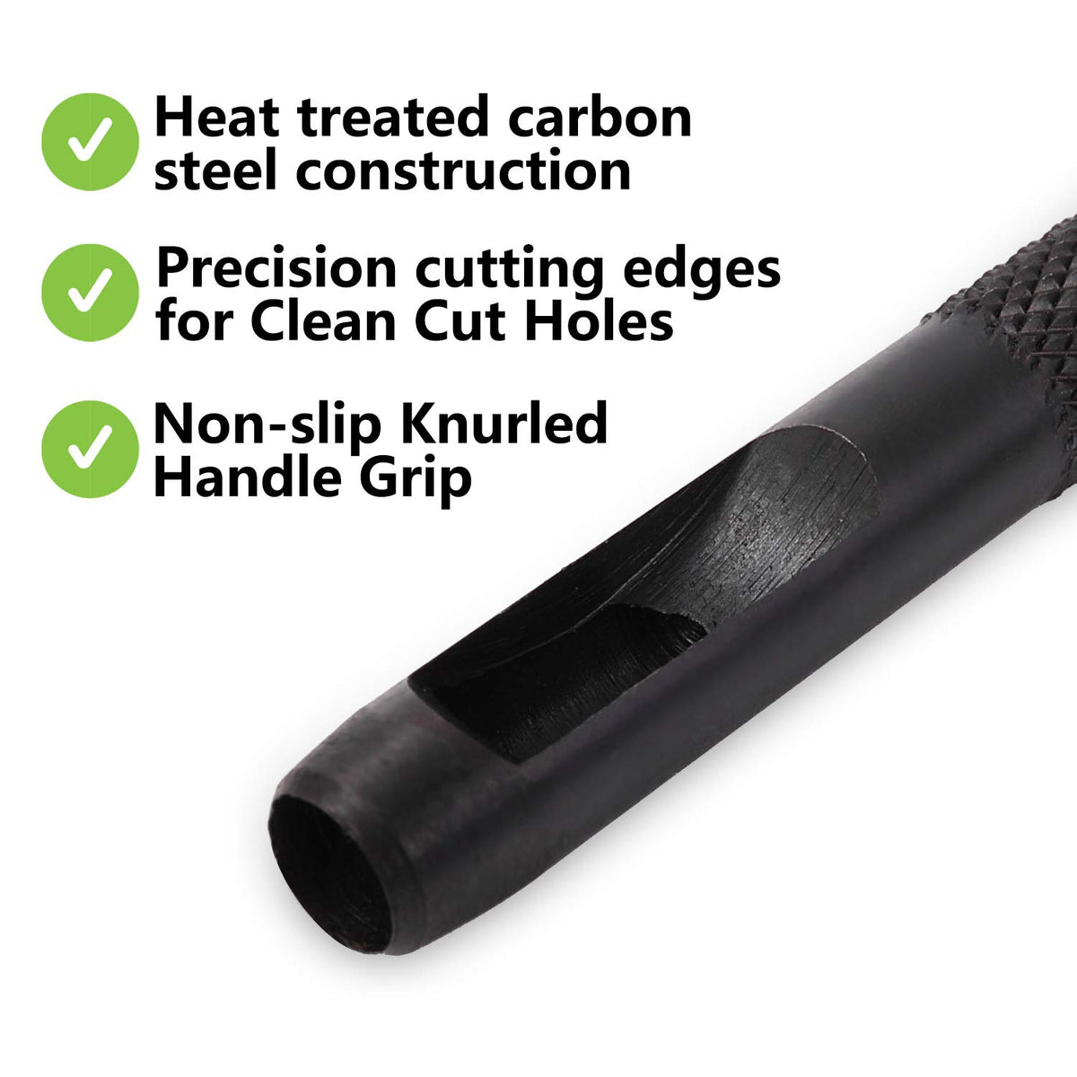 Spurtar hollow punch set showing precision-ground flutes for clean cuts
