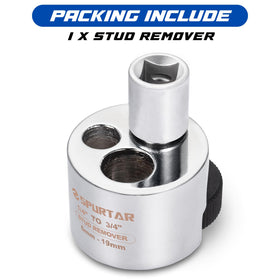 Spurtar tools in use with a ratchet for controlled stud removal.
