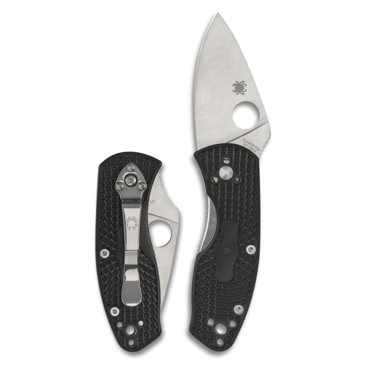 Spyderco Ambitious blade close-up showing 2-inch 8Cr13MoV steel for reliable everyday cuts