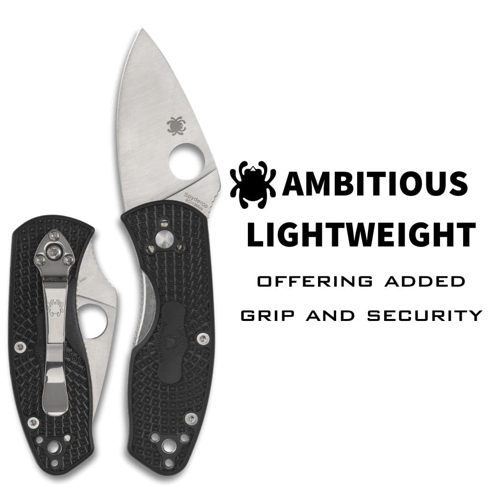 Spyderco Ambitious FRN handle texture highlights secure grip and lightweight feel