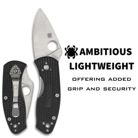 Spyderco Ambitious FRN handle texture highlights secure grip and lightweight feel