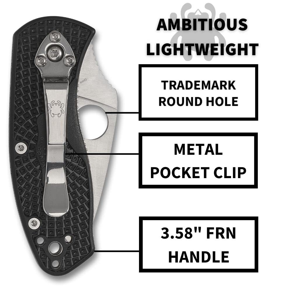 Spyderco Ambitious pocket clip view demonstrates versatile carry options for left or right hand