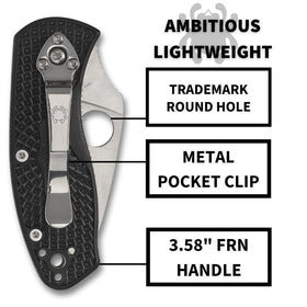Spyderco Ambitious pocket clip view demonstrates versatile carry options for left or right hand