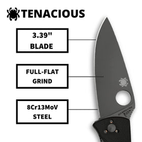 Spyderco Tenacious FRN handle texture enhances grip in any conditions.