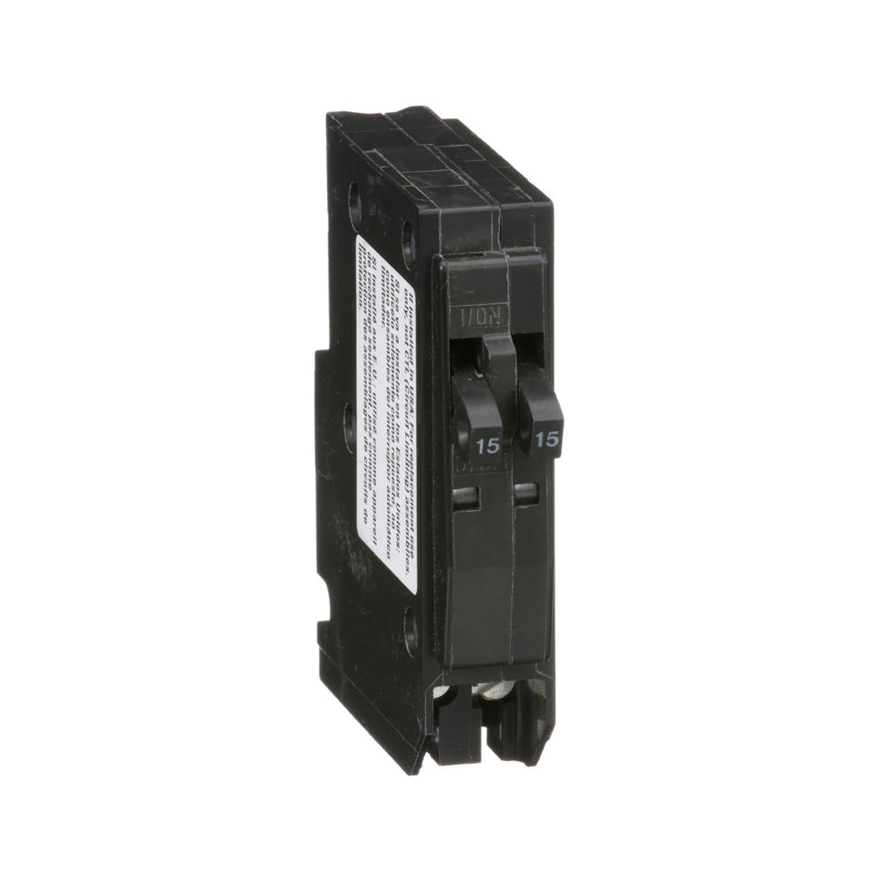 Schneider Electric QO1515C circuit breaker front view with trip indication