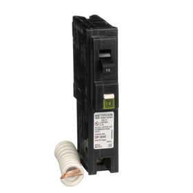Square D Homeline 15A mini breaker front view with CAFCI protection for residential circuits