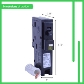Square D Homeline 15A mini breaker installed in load centers showing space-saving design