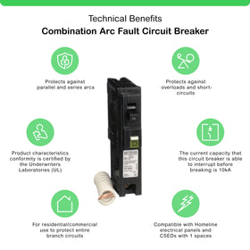 Square D Homeline 15A mini breaker with pigtail neutral enabling quick power-up in compatible panels