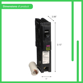 Square D Homeline 20A breaker installed inside a residential load center for 120V circuits