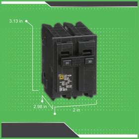 UL-listed Square D HomeLine 30A dual-pole breaker close-up
