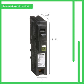 Square D Homeline 15A compact dimensions close-up for easy panel fitting