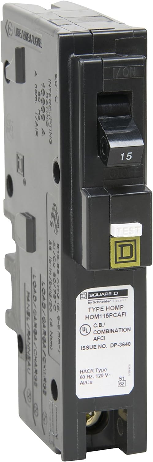 Square D Homeline 15A in load center illustrating space-saving