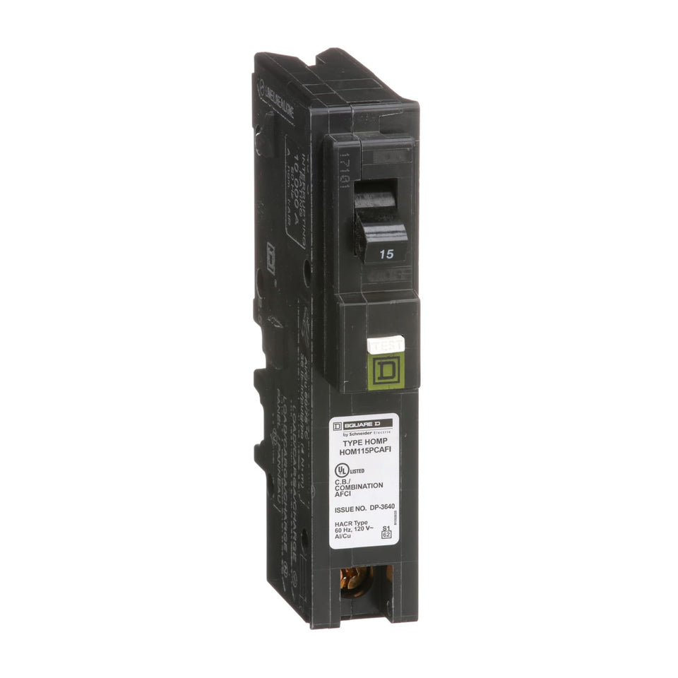 Square D Homeline CAFCI 15A plug-on-neutral in installation view for quick residential protection