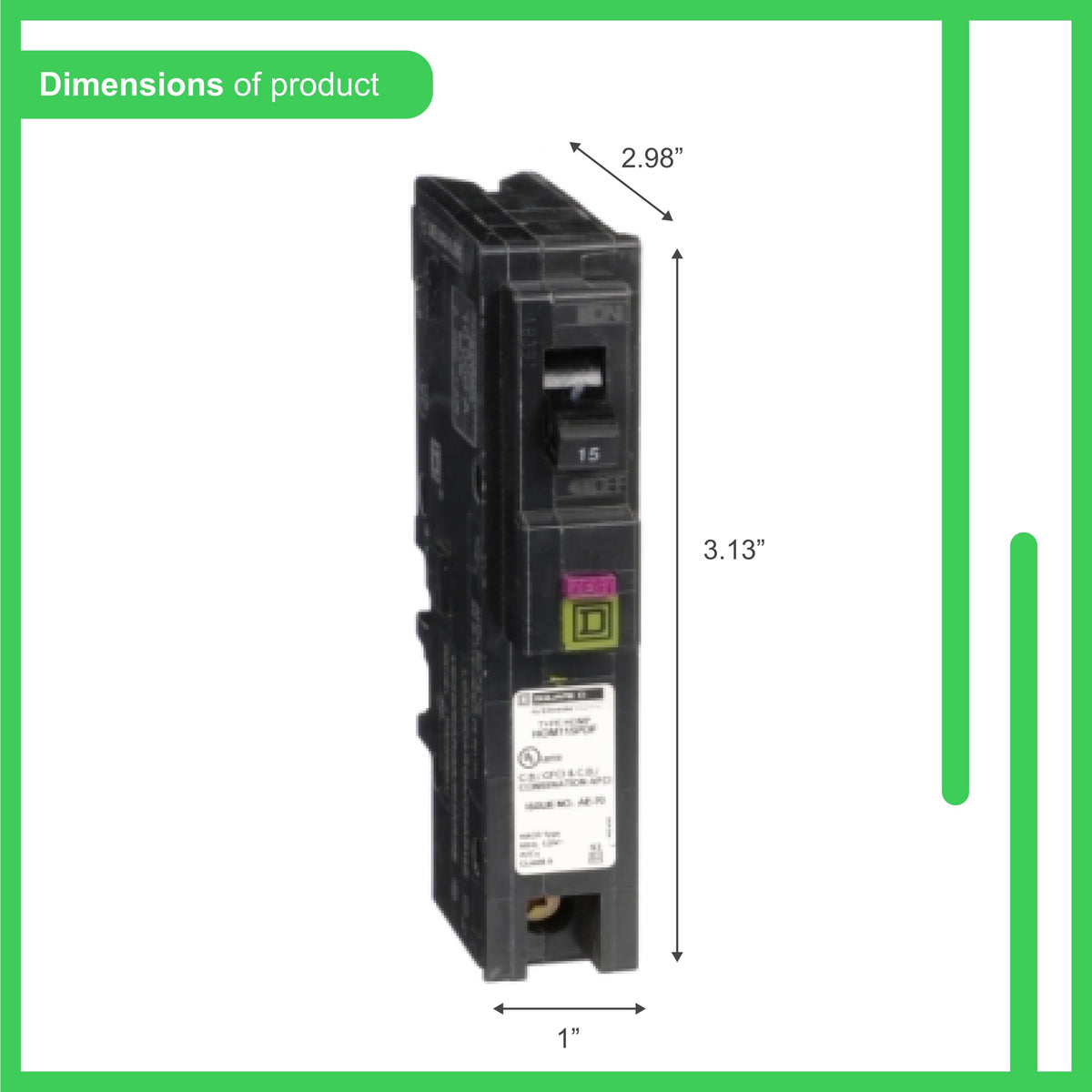 Square D Homeline HOM115PDFC dual-function CAFI and GFCI protection in one unit.