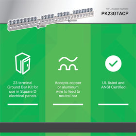 Square D PK23GTACP ground bar kit packaging image indicating closeout item with limited returns.
