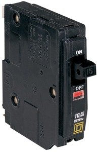Square D QO115 breaker product shot showing single-pole protection for 120/240V panels.