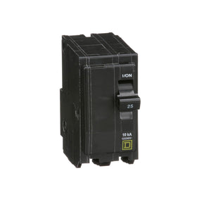 Square D QO225CP 25A two-pole breaker, black, protects circuits