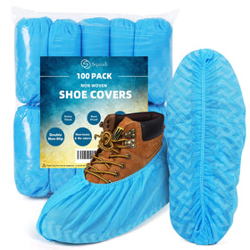 Squish disposable shoe covers with non-slip sole for safer indoor use.