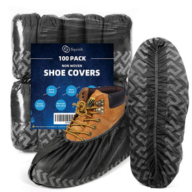 squish shoe covers packaging highlighting recyclable material for indoor protection