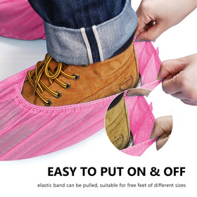 Squish pink 100-pack shoe covers for efficient cleaning routines