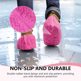 Squish disposable and recyclable shoe covers for quick CLEAN-UP