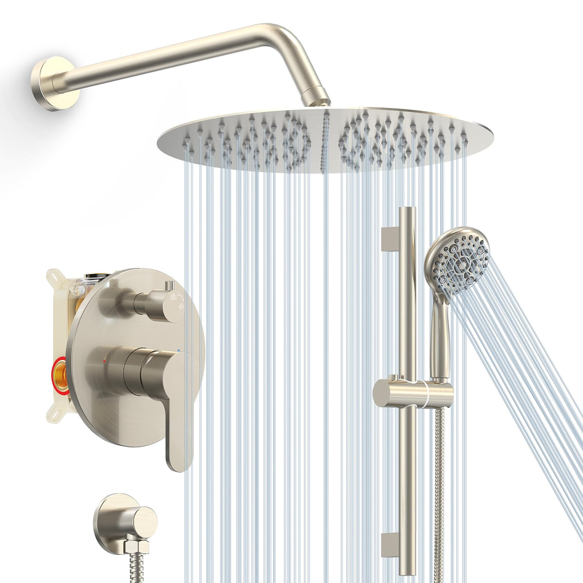 SR SUN RISE 12-inch rain shower head delivers spa-like coverage.
