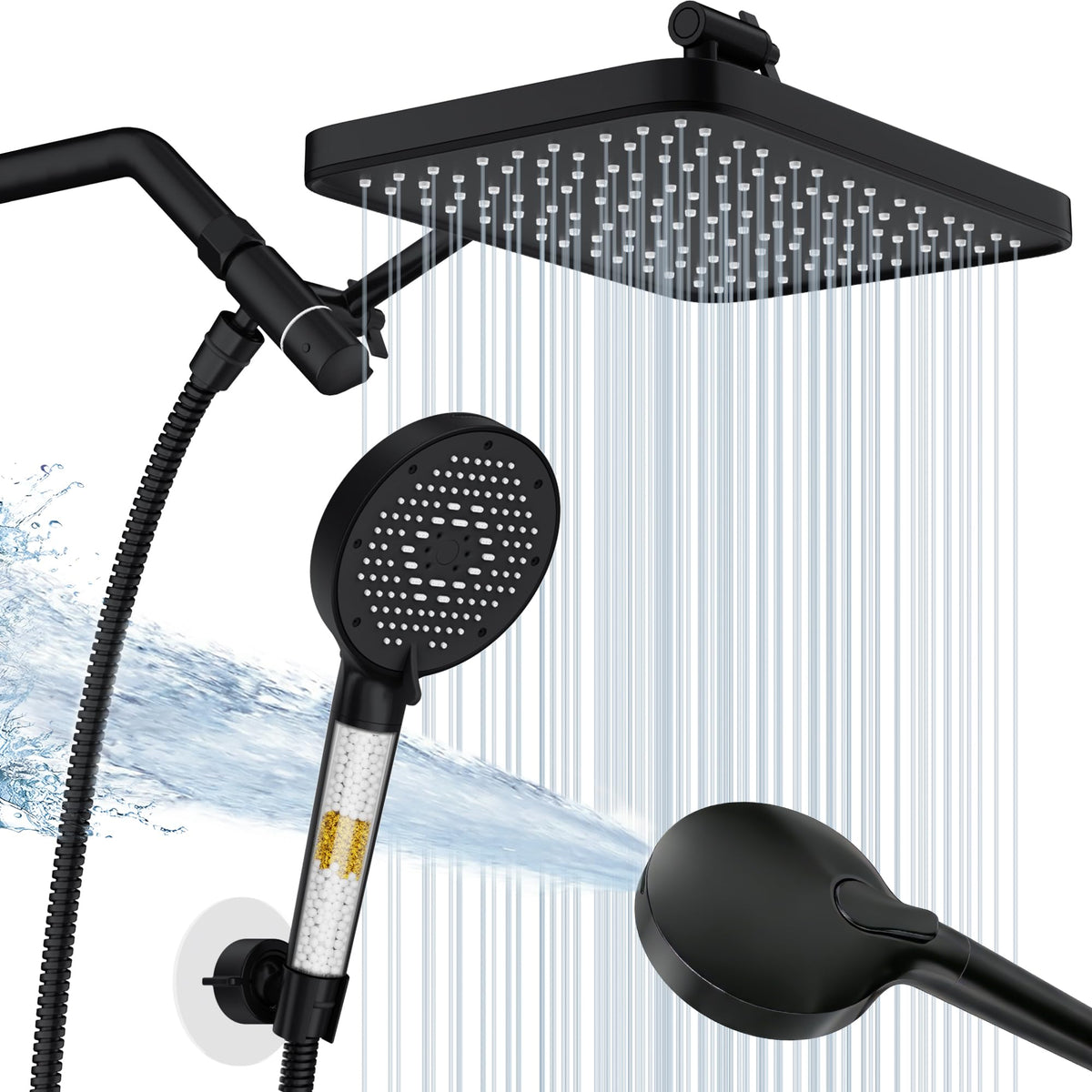 SR SUN RISE 12-inch rainfall shower head delivers immersive full-body coverage.
