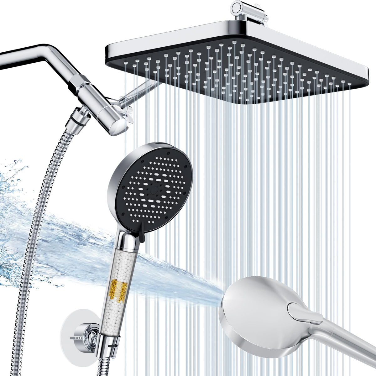 SR SUN RISE 12-Inch Rain Shower Head delivers full-coverage rainfall.