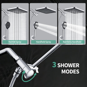 SR SUN RISE 3-way diverter switches between rainfall and handheld streams.