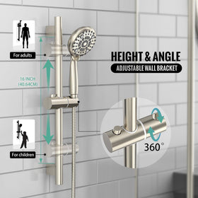 SR SUN RISE 71-inch stainless steel shower arm extends reach.
