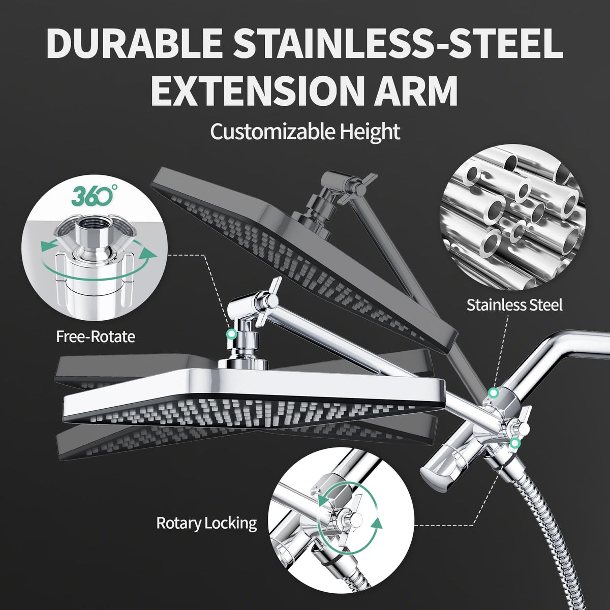 SR SUN RISE chrome finish shower head for durability and style.