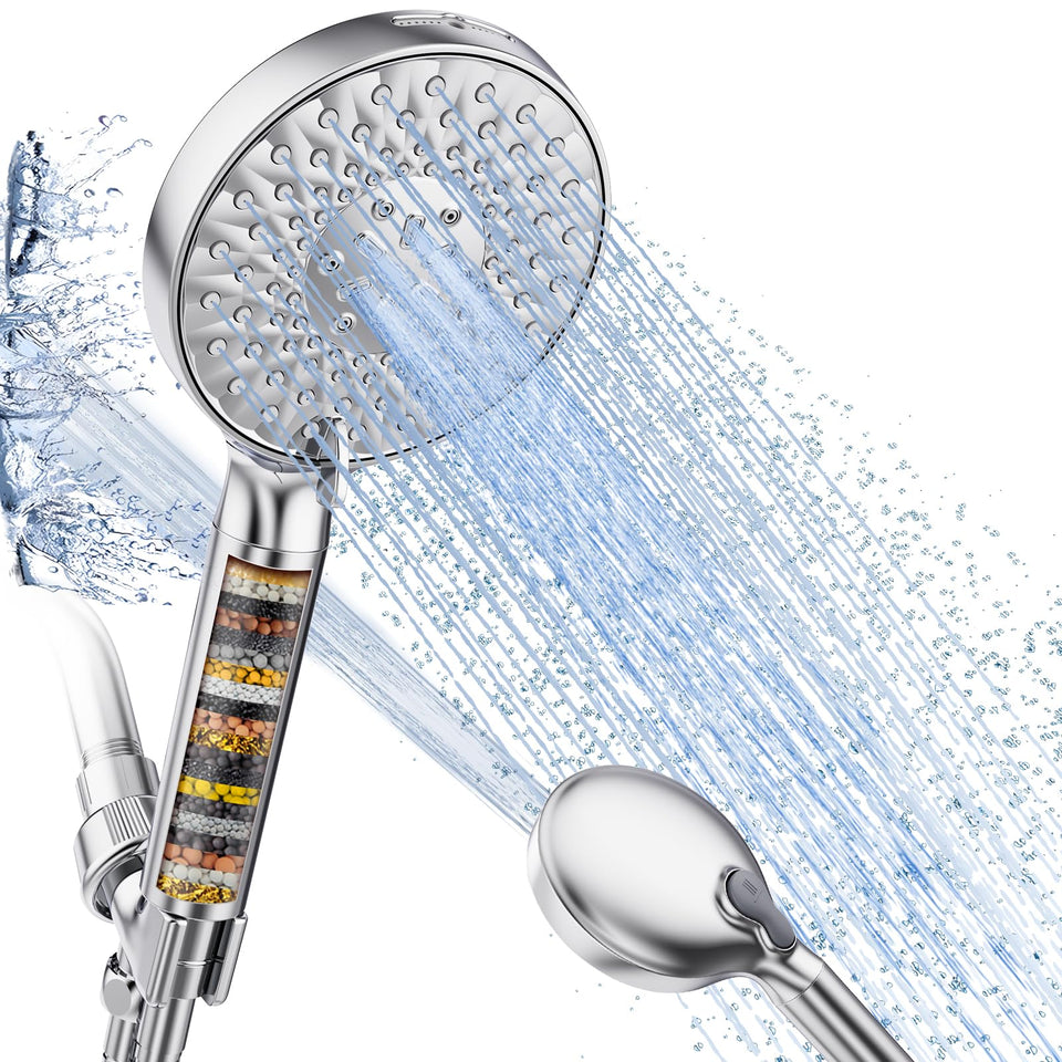 SR SUN RISE filtered shower head chrome front view for family bathing