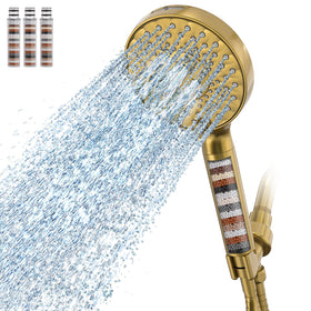 SR SUN RISE filtered shower head in full rain mode for a refreshing cleanse.