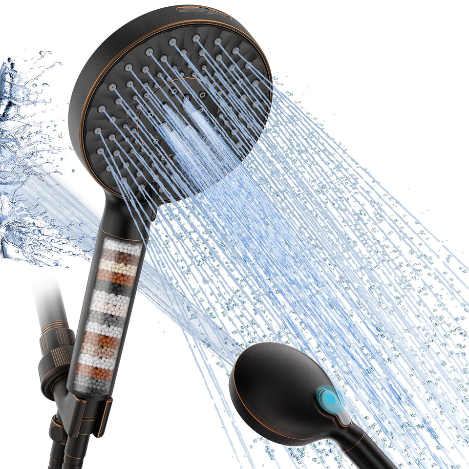 SR SUN RISE handheld filtered shower head close-up with filter layer for cleaner water