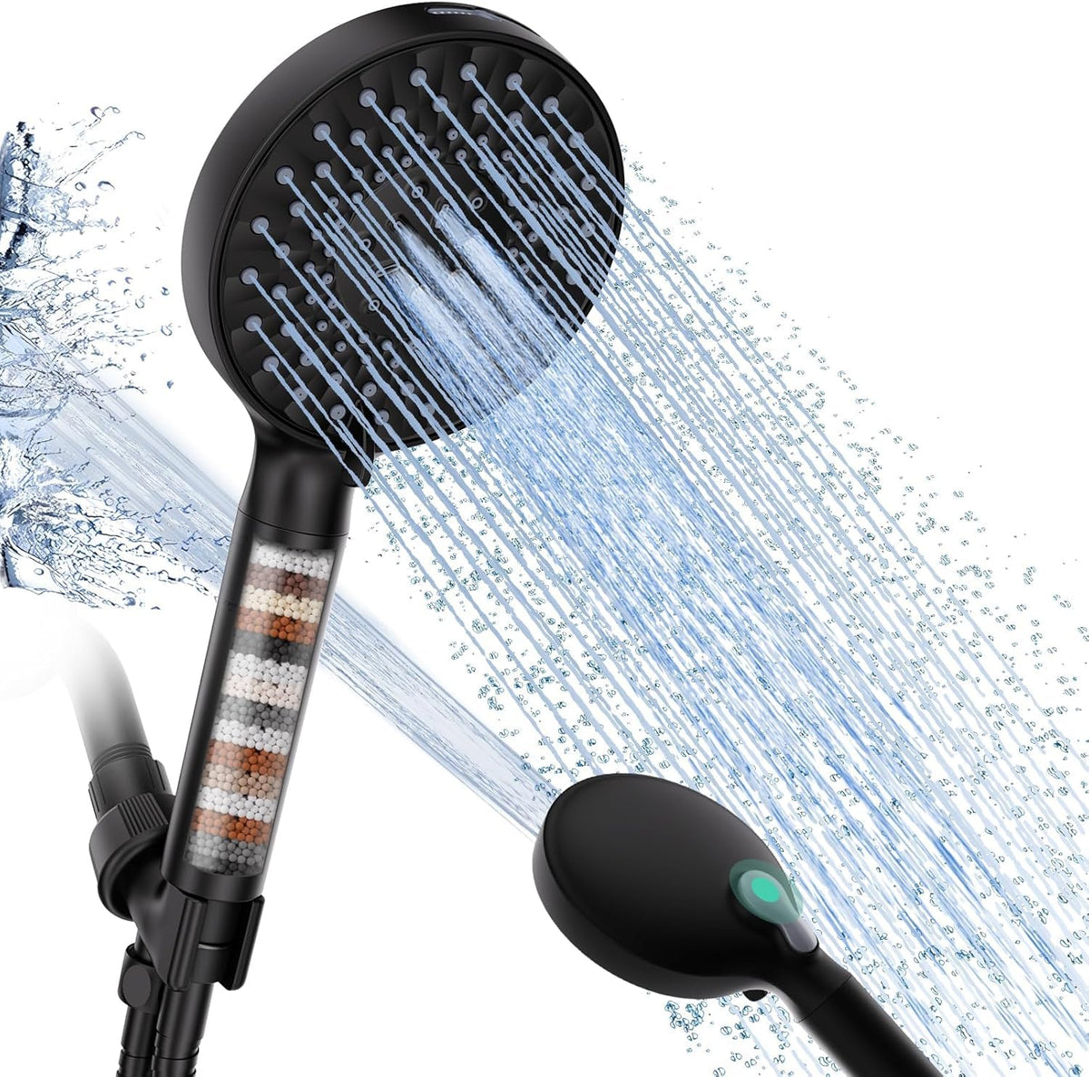 SR SUN RISE handheld filtered shower head in matte black for a refreshing shower
