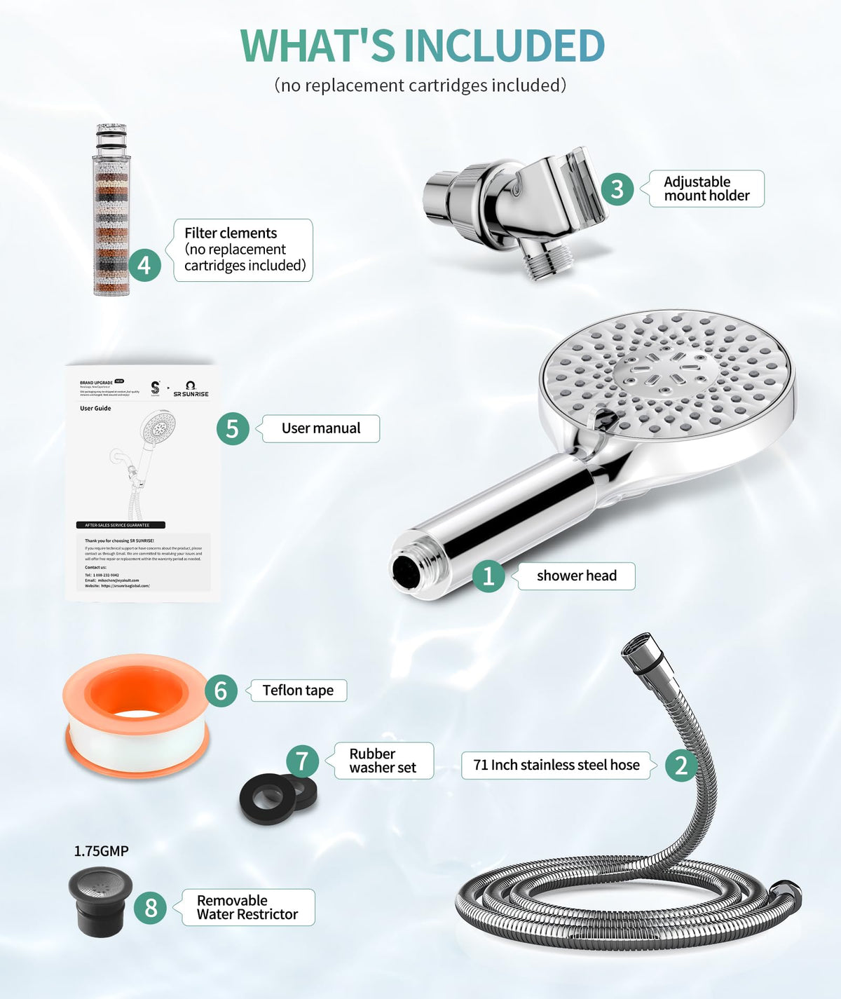 SR SUN RISE shower head supports home cleaning tasks