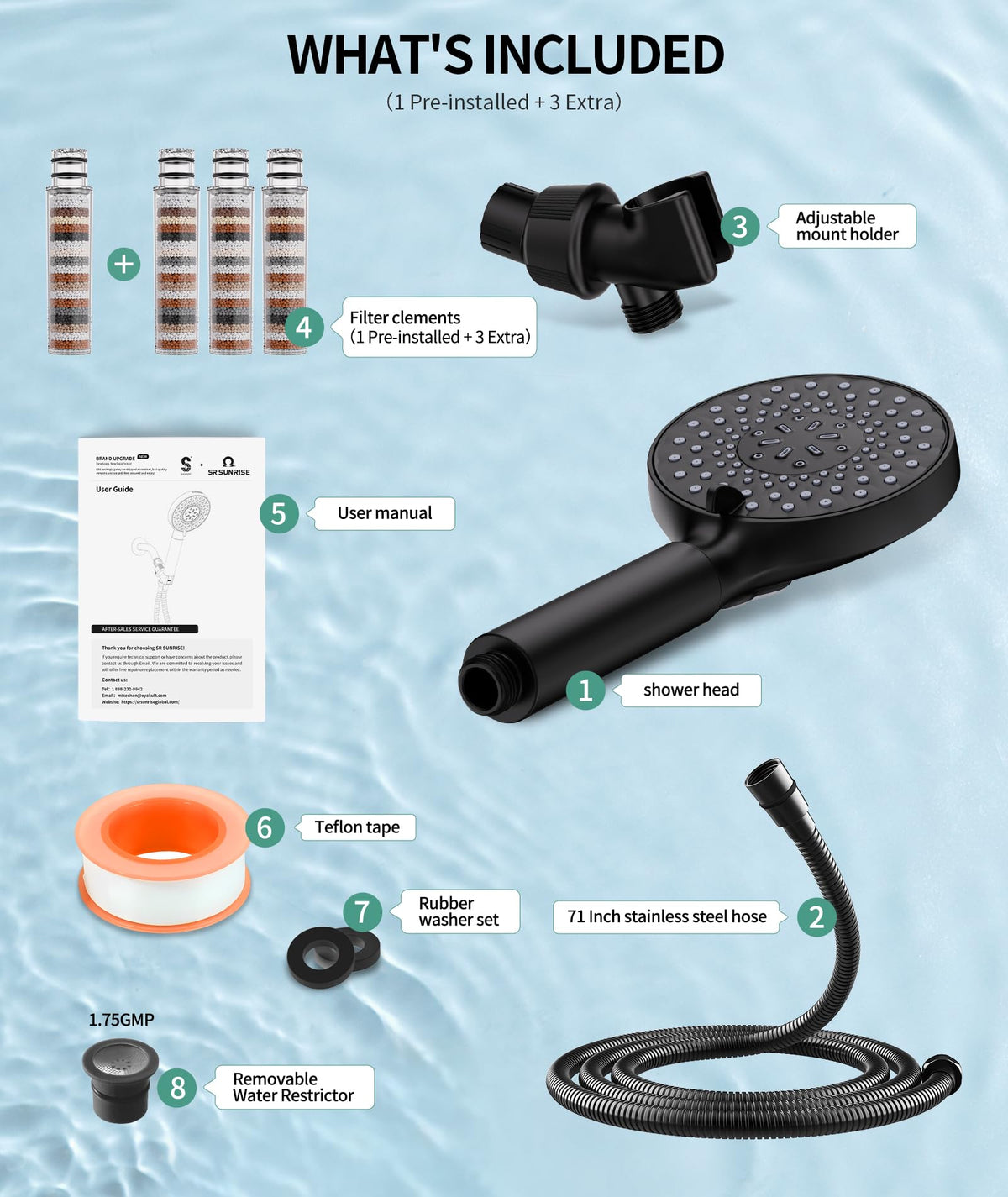 Premium ABS build with lead-free hose for safe showers
